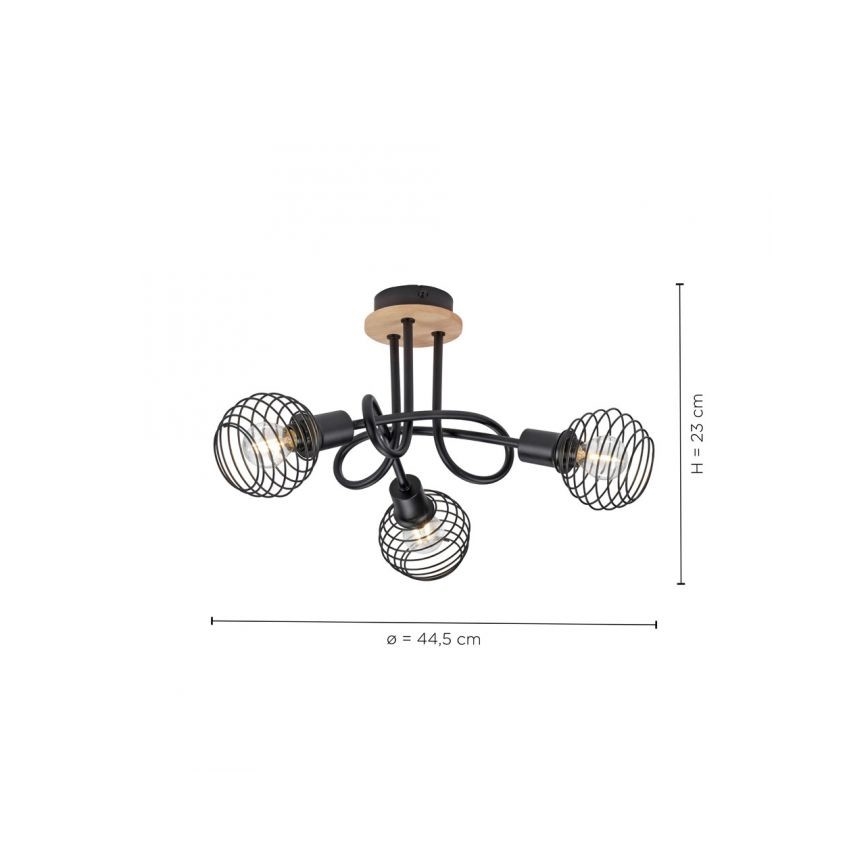 Leuchten Direkt 15923-79 - Nadgradni lestenec EUGEN 3xE14/40W/230V hrast