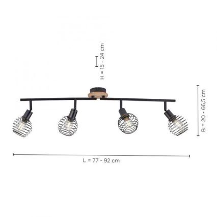 Leuchten Direkt 15924-79 - Reflektor EUGEN 4xE14/40W/230V hrast