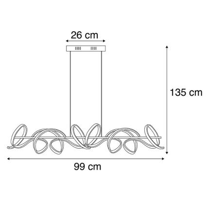 Leuchten Direkt 19033-21 - LED Zatemnitveni lestenec na vrvici CURLS LED/40,8W/230V