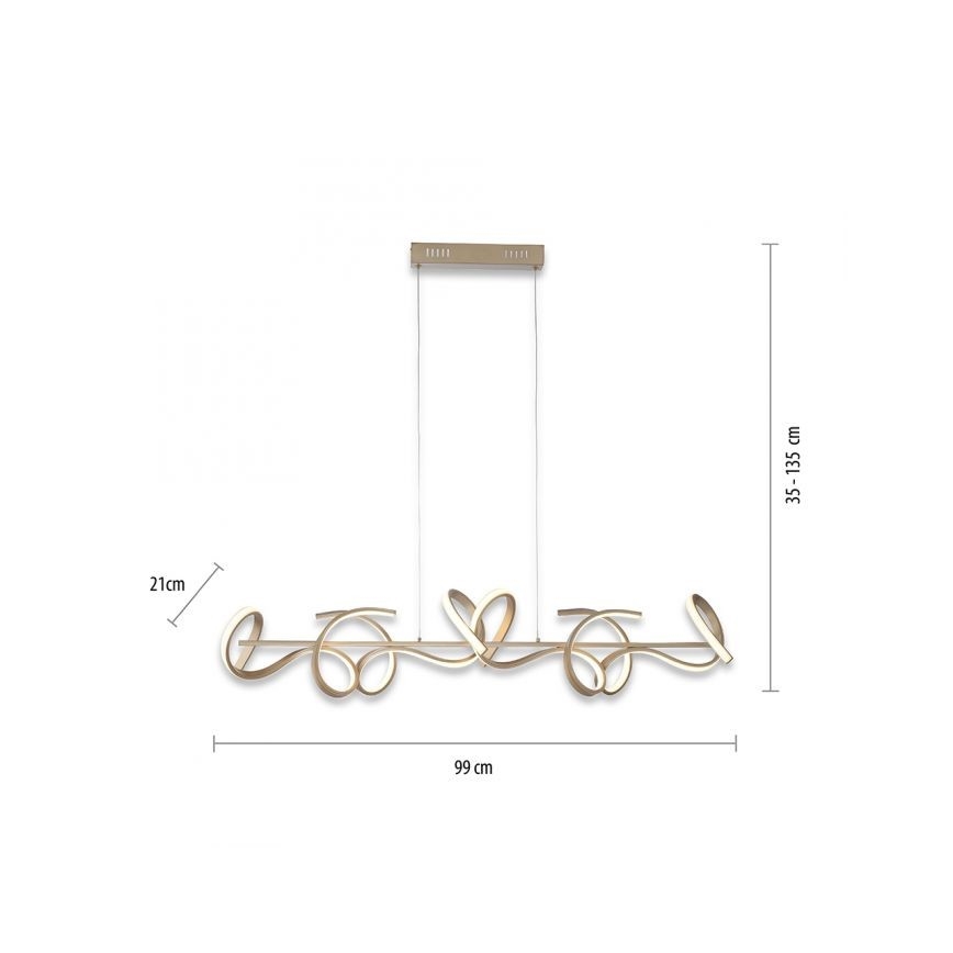 Leuchten Direkt 19033-60 - LED Zatemnitveni lestenec na vrvici CURLS LED/40,8W/230V