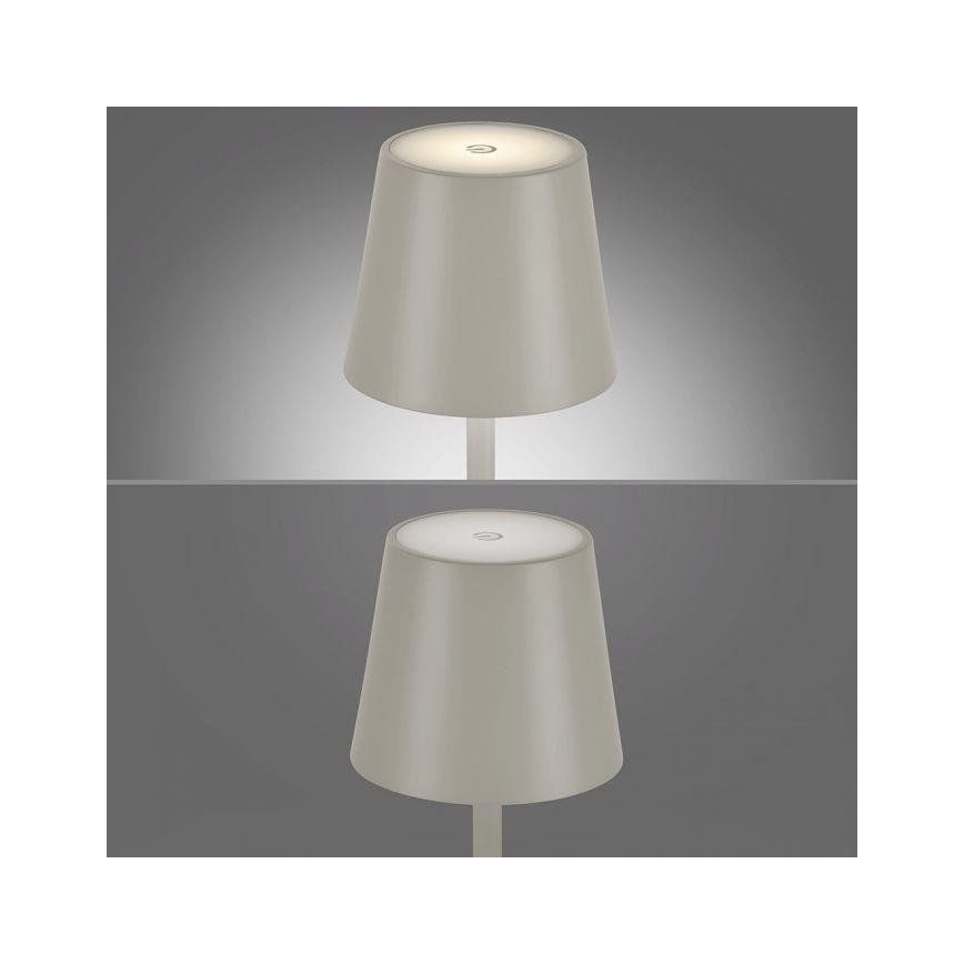 Leuchten Direkt 19250-40 - LED Zunanja zatemnitvena polnilna namizna svetilka EURIA LED/3W/5V 2600 mAh IP54 siva