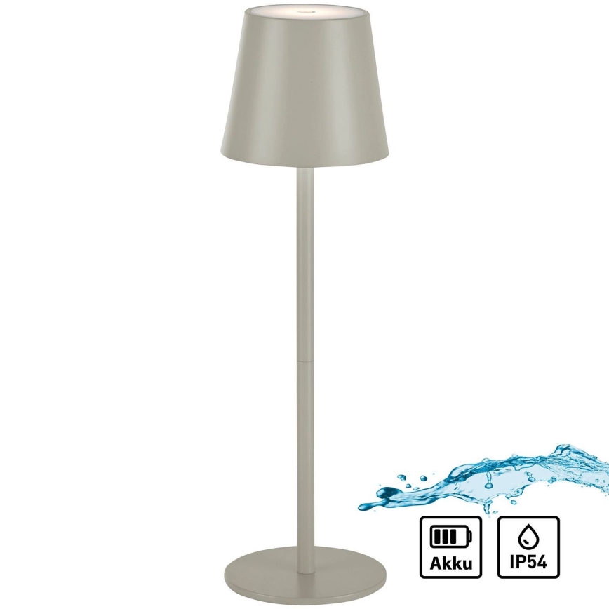 Leuchten Direkt 19250-40 - LED Zunanja zatemnitvena polnilna namizna svetilka EURIA LED/3W/5V 2600 mAh IP54 siva