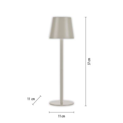 Leuchten Direkt 19250-40 - LED Zunanja zatemnitvena polnilna namizna svetilka EURIA LED/3W/5V 2600 mAh IP54 siva
