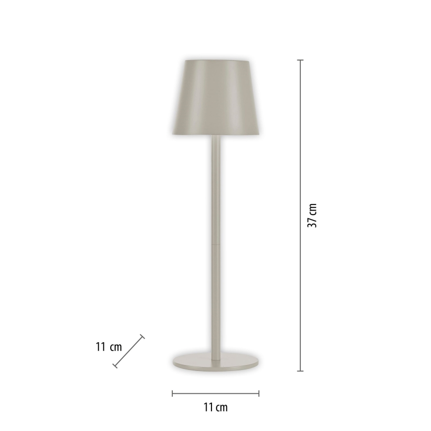 Leuchten Direkt 19250-40 - LED Zunanja zatemnitvena polnilna namizna svetilka EURIA LED/3W/5V 2600 mAh IP54 siva