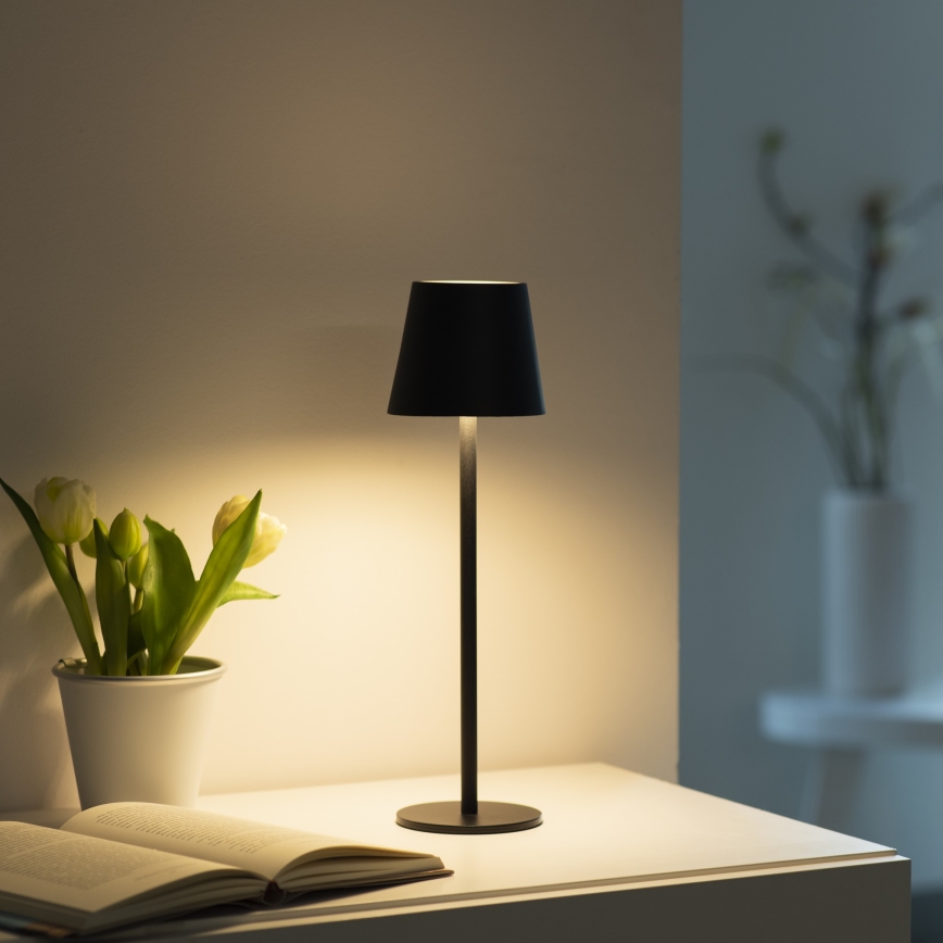 Leuchten Direkt 19250-18 - LED Zunanja zatemnitvena polnilna namizna svetilka EURIA LED/3W/5V 2600 mAh IP54 črna