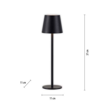 Leuchten Direkt 19250-18 - LED Zunanja zatemnitvena polnilna namizna svetilka EURIA LED/3W/5V 2600 mAh IP54 črna