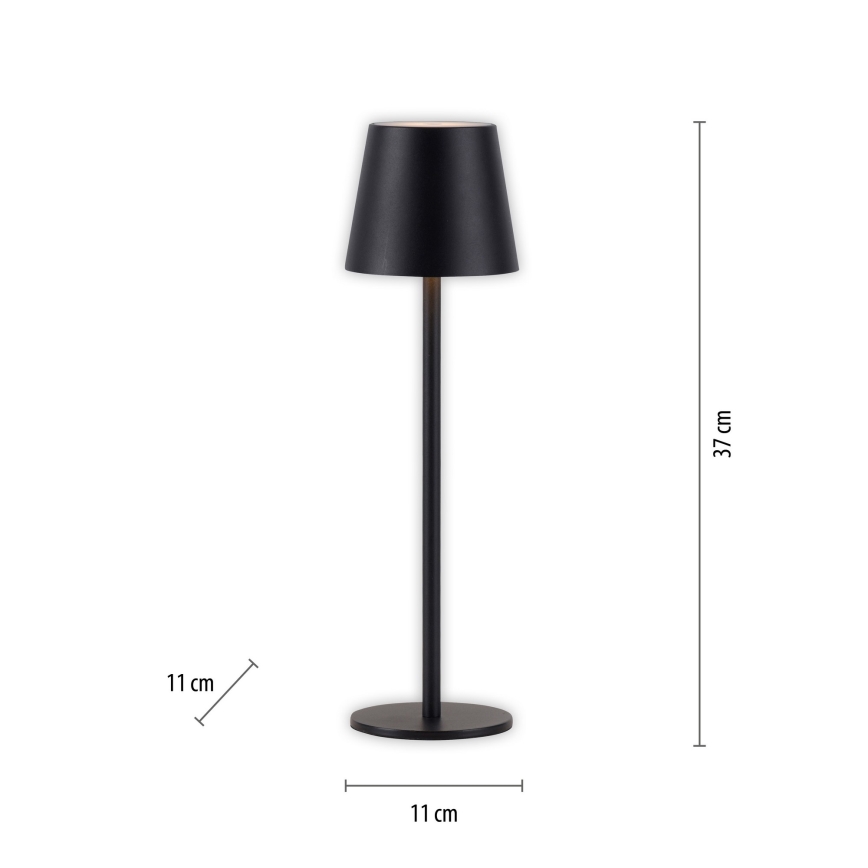 Leuchten Direkt 19250-18 - LED Zunanja zatemnitvena polnilna namizna svetilka EURIA LED/3W/5V 2600 mAh IP54 črna