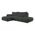Leva raztegljiva kotna oblazinjena sedežna garnitura ALMADA v antracitu z vgrajenim prostorom za shranjevanje v obliki črke L