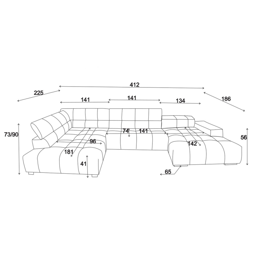 Kotna sedežna garnitura v obliki črke U TROPEA, leva, rjava