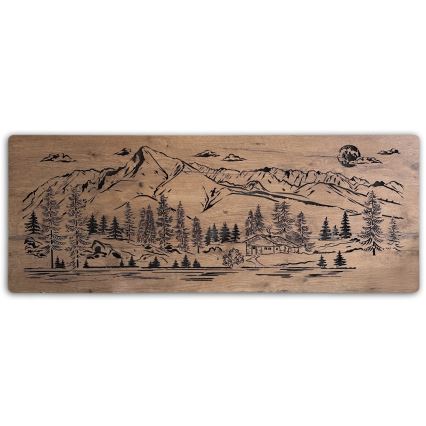 Li-Go 23521/OVL/DUB3 - LED zatemnjevalna stenska dekoracija LED/10W/5V 30000 mAh 130x50 cm hrast/Planinska koča