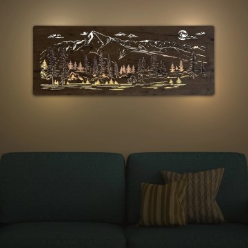 Li-Go 23524/DUB2 - LED stenska dekoracija s funkcijo zatemnjevanja LED/24W/230V 130x50 cm hrast/Gorska koča