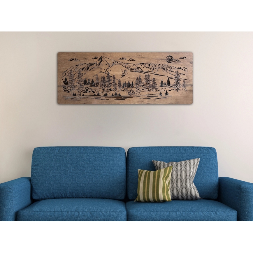 Li-Go 23524/DUB2 - LED stenska dekoracija z možnostjo zatemnitve LED/24W/230V 130x50 cm hrast/koča v gorah