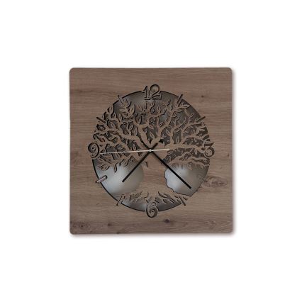 Li-Go 23537/DUB2 - LED ura z zatemnitvijo LED/10W/5V 20000 mAh 42x42 cm hrast/oljka v krogu + daljinski upravljalnik