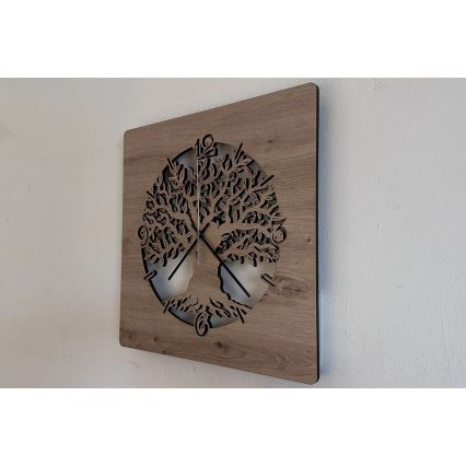 Li-Go 23537/DUB2 - LED ura z zatemnitvijo LED/10W/5V 20000 mAh 42x42 cm hrast/oljka v krogu + daljinski upravljalnik