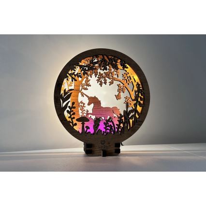 Li-Go 23568/DUB2 - LED zatemnjevalna namizna dekoracija LED/12W/230V 20x22 cm hrast/samorog