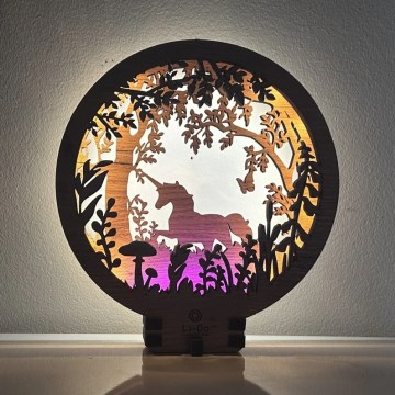 Li-Go 23568/DUB2 - zatemnjiva LED namizna dekoracija LED/12W/230V 20x22 cm hrast/enorog