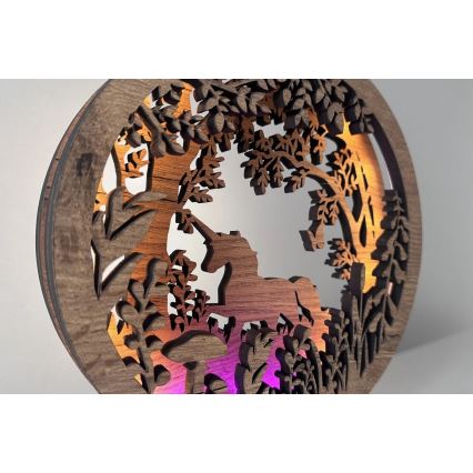 Li-Go 23568/DUB2 - zatemnjiva LED namizna dekoracija LED/12W/230V 20x22 cm hrast/enorog