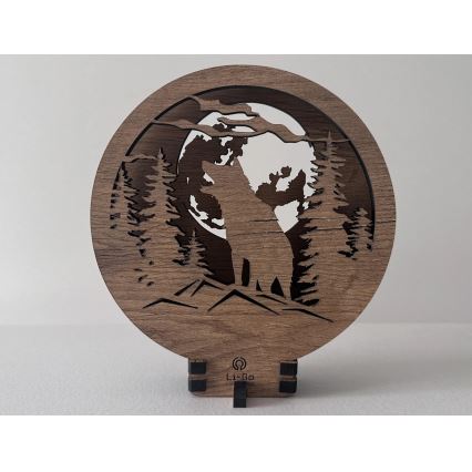 Li-Go 23574/DUB2 - LED zatemnjujoča namizna dekoracija LED/12W/230V 20x22 cm hrast/Volk in mesec