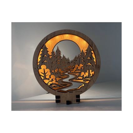 Li-Go 23580/DUB2 - LED zatemljiv namizni okras LED/12W/230V 20x22 cm hrast/V gozdu