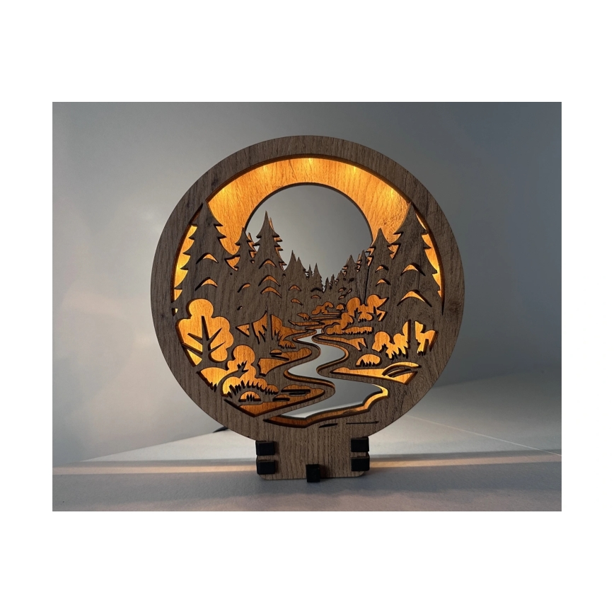 Li-Go 23580/DUB2 - LED zatemljiv namizni okras LED/12W/230V 20x22 cm hrast/V gozdu