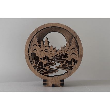 Li-Go 23580/DUB2 - LED zatemljiv namizni okras LED/12W/230V 20x22 cm hrast/V gozdu