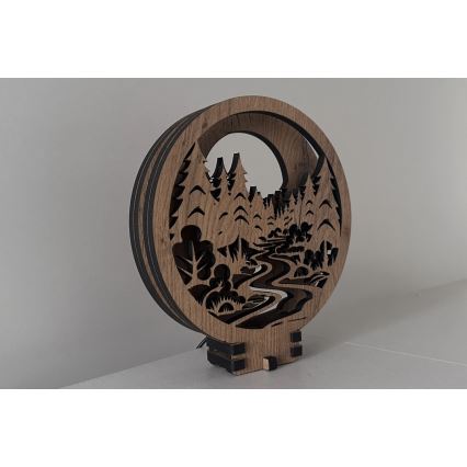 Li-Go 23580/DUB2 - LED zatemljiv namizni okras LED/12W/230V 20x22 cm hrast/V gozdu