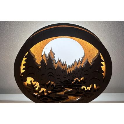 Li-Go 23580/DUB2 - LED zatemljiv namizni okras LED/12W/230V 20x22 cm hrast/V gozdu