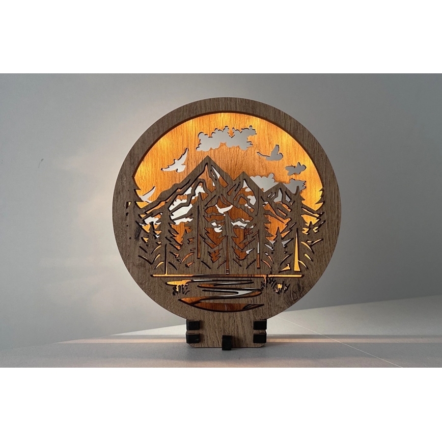 Li-Go 23583/DUB2 - LED namizna dekoracija z možnostjo zatemnitve LED/12W/230V 20x22 cm hrast/Gore in gozd