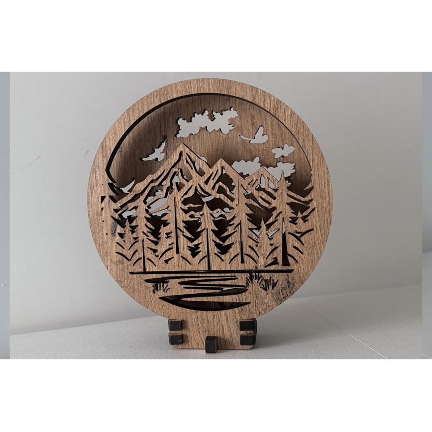 Li-Go 23583/DUB2 - LED namizna dekoracija z možnostjo zatemnitve LED/12W/230V 20x22 cm hrast/Gore in gozd