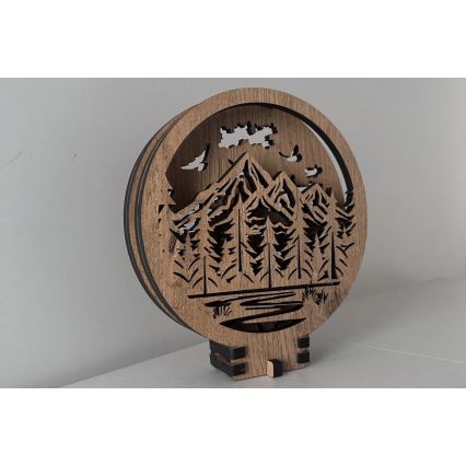 Li-Go 23583/DUB2 - LED namizna dekoracija z možnostjo zatemnitve LED/12W/230V 20x22 cm hrast/Gore in gozd