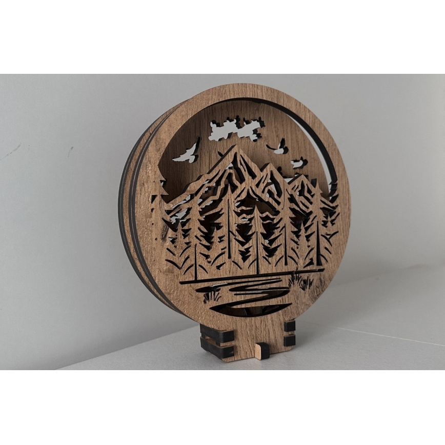 Li-Go 23583/DUB2 - LED namizna dekoracija z možnostjo zatemnitve LED/12W/230V 20x22 cm hrast/Gore in gozd