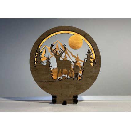 Li-Go 23592/DUB2 - LED namizna dekoracija z možnostjo zatemnitve LED/12W/230V 20x22 cm hrast/jelen