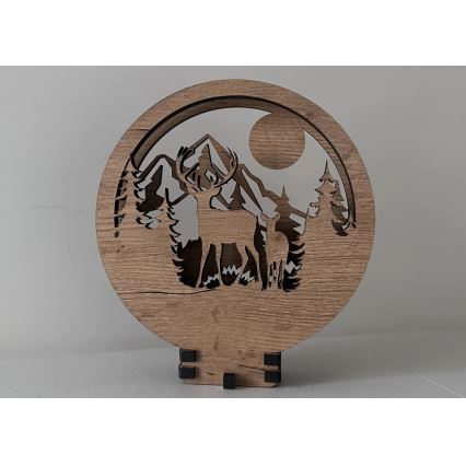 Li-Go 23592/DUB2 - LED namizna dekoracija z možnostjo zatemnitve LED/12W/230V 20x22 cm hrast/jelen