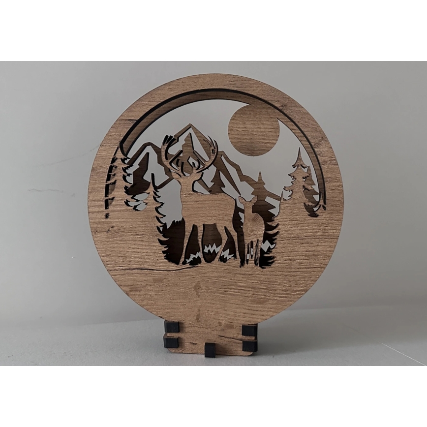 Li-Go 23592/DUB2 - LED namizna dekoracija z možnostjo zatemnitve LED/12W/230V 20x22 cm hrast/jelen