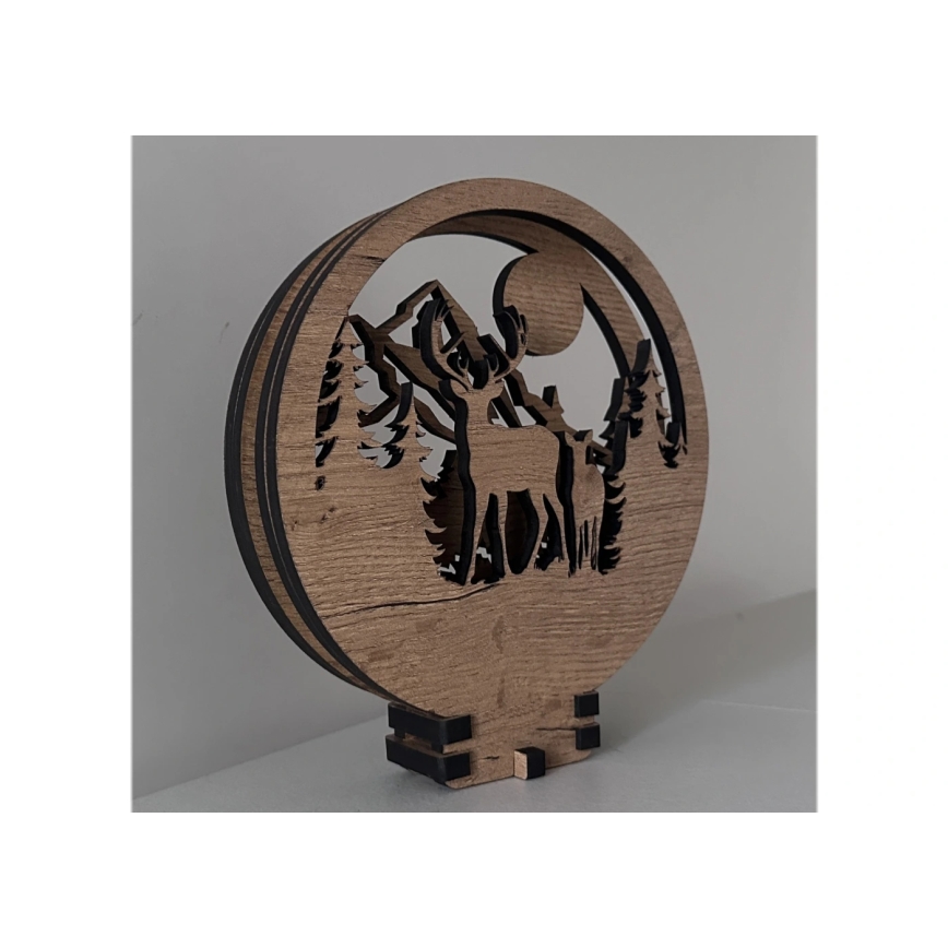 Li-Go 23592/DUB2 - LED namizna dekoracija z možnostjo zatemnitve LED/12W/230V 20x22 cm hrast/jelen