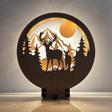 Li-Go 23592/DUB2 - LED z možnostjo zatemnitve namizna dekoracija LED/12W/230V 20x22 cm hrast/jelen in košuta