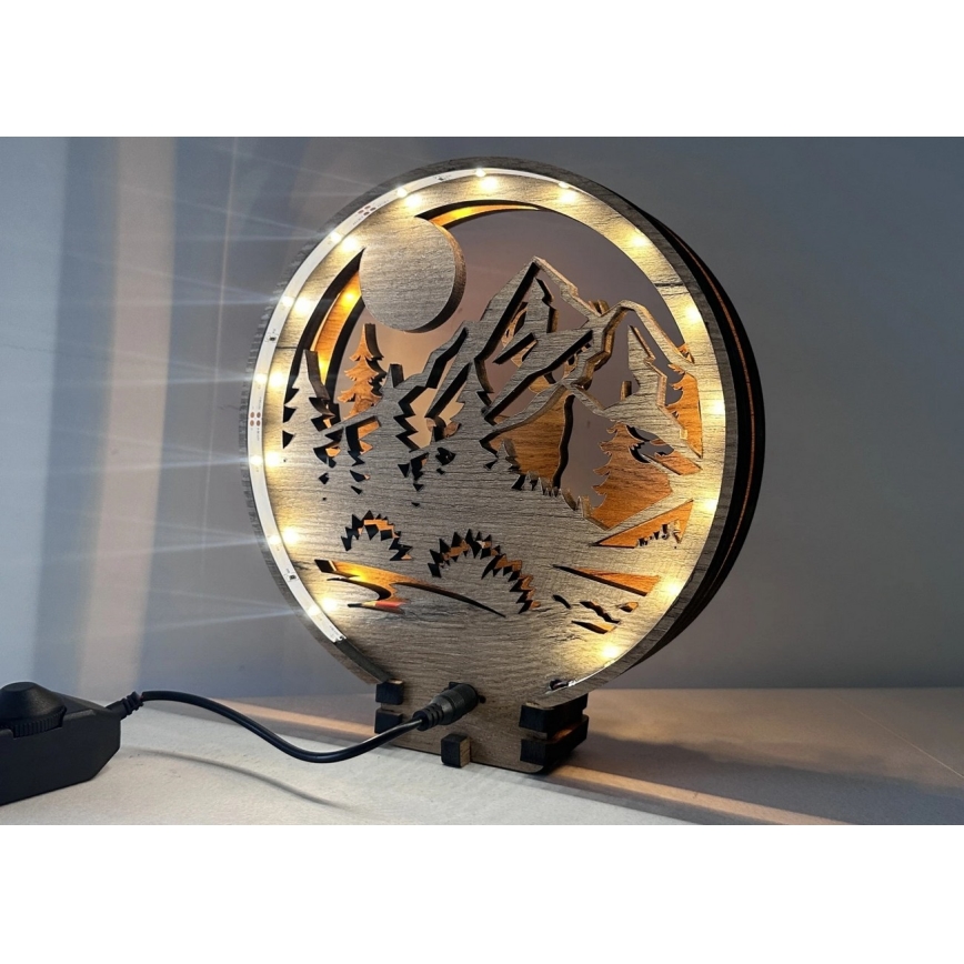 Li-Go 23592/DUB2 - LED zatemnjiva namizna dekoracija LED/12W/230V 20x22 cm hrast/jelen in srna