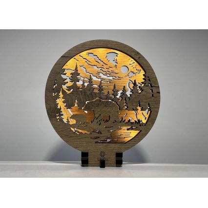 Li-Go 23595/DUB2 - Zatemnjiva LED namizna dekoracija LED/12W/230V 20x22 cm hrast/Medvedi