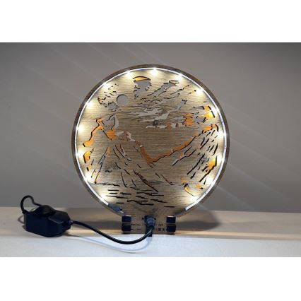 Li-Go 23595/DUB2 - LED namizna dekoracija z nastavljivo svetlostjo LED/12W/230V 20x22 cm hrast/medvedi