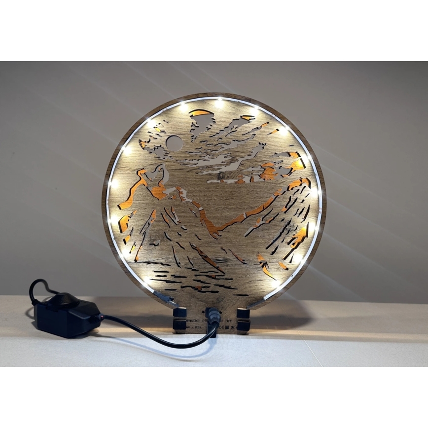 Li-Go 23595/DUB2 - LED namizna dekoracija z nastavljivo svetlostjo LED/12W/230V 20x22 cm hrast/medvedi