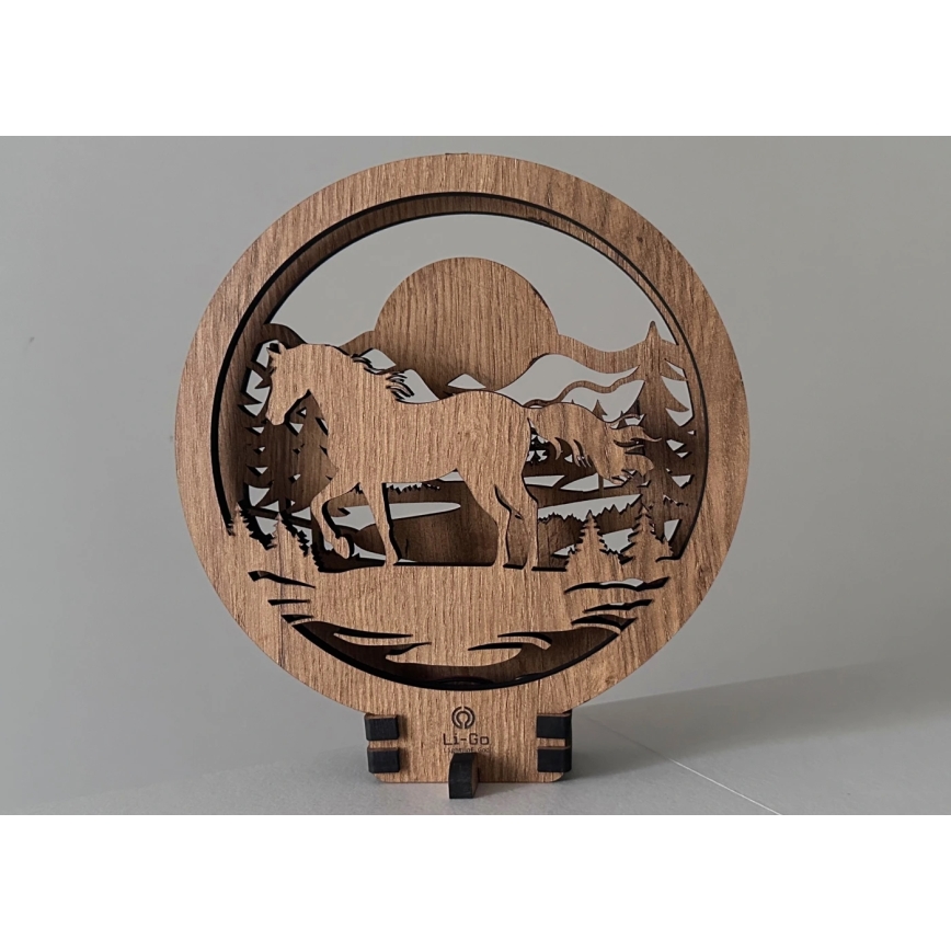 Li-Go 23598/DUB2 - Zatemnjiva LED namizna dekoracija LED/12W/230V 20x22 cm hrast/konj