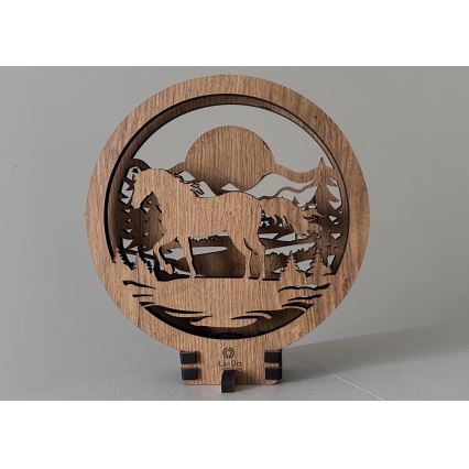 Li-Go 23598/DUB2 - LED namizna dekoracija z nastavljivo svetlostjo LED/12W/230V 20x22 cm hrast/konj