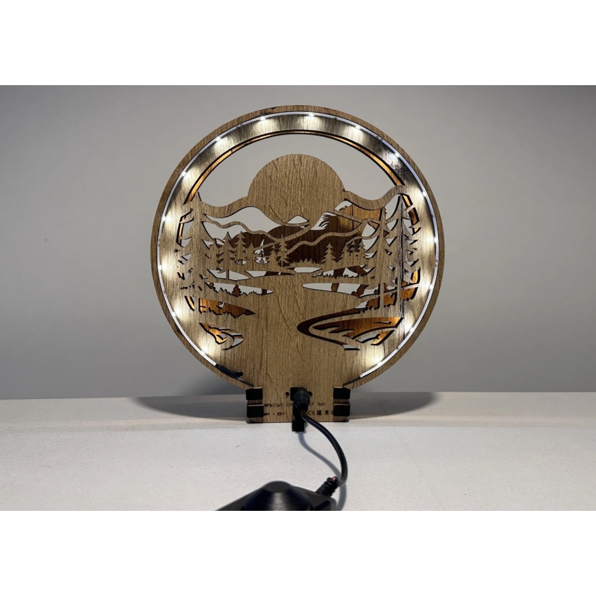 Li-Go 23598/DUB2 - LED namizna dekoracija z nastavljivo svetlostjo LED/12W/230V 20x22 cm hrast/konj