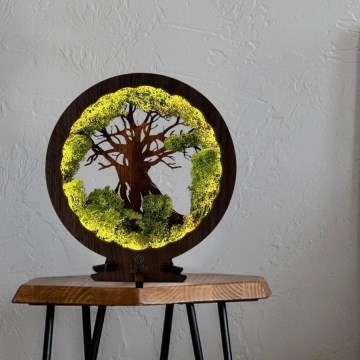 Li-Go 23604/DUB2 - LED zatemnjevalna namizna dekoracija LED/12W/230V 20x22 cm hrast/mah in drevo