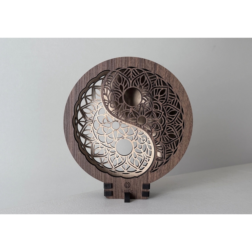 Li-Go 23607/O - LED namizna dekoracija z možnostjo zatemnitve LED/12W/230V 20x22 cm oreh/Jin Jang