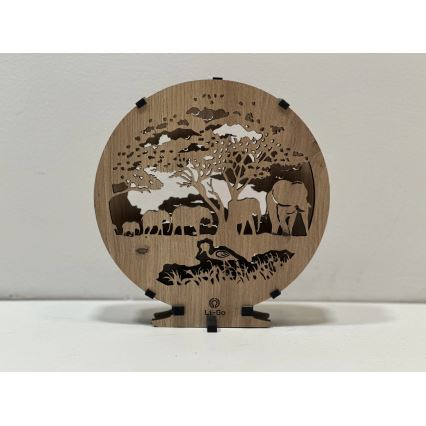 Li-Go 23610/DUB2 - Zatemnjiva LED namizna dekoracija LED/12W/230V 20x22 cm hrast/sloni