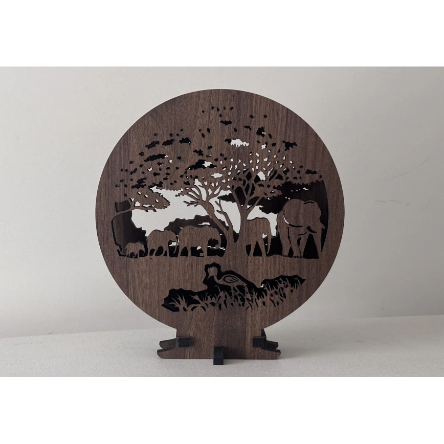 Li-Go 23610/DUB2 - Zatemnjiva LED namizna dekoracija LED/12W/230V 20x22 cm hrast/sloni