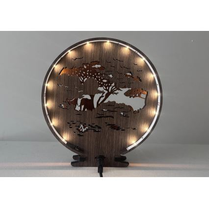 Li-Go 23610/DUB2 - Zatemnjiva LED namizna dekoracija LED/12W/230V 20x22 cm hrast/sloni