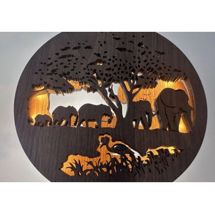 Li-Go 23610/DUB2 - Zatemnjiva LED namizna dekoracija LED/12W/230V 20x22 cm hrast/sloni