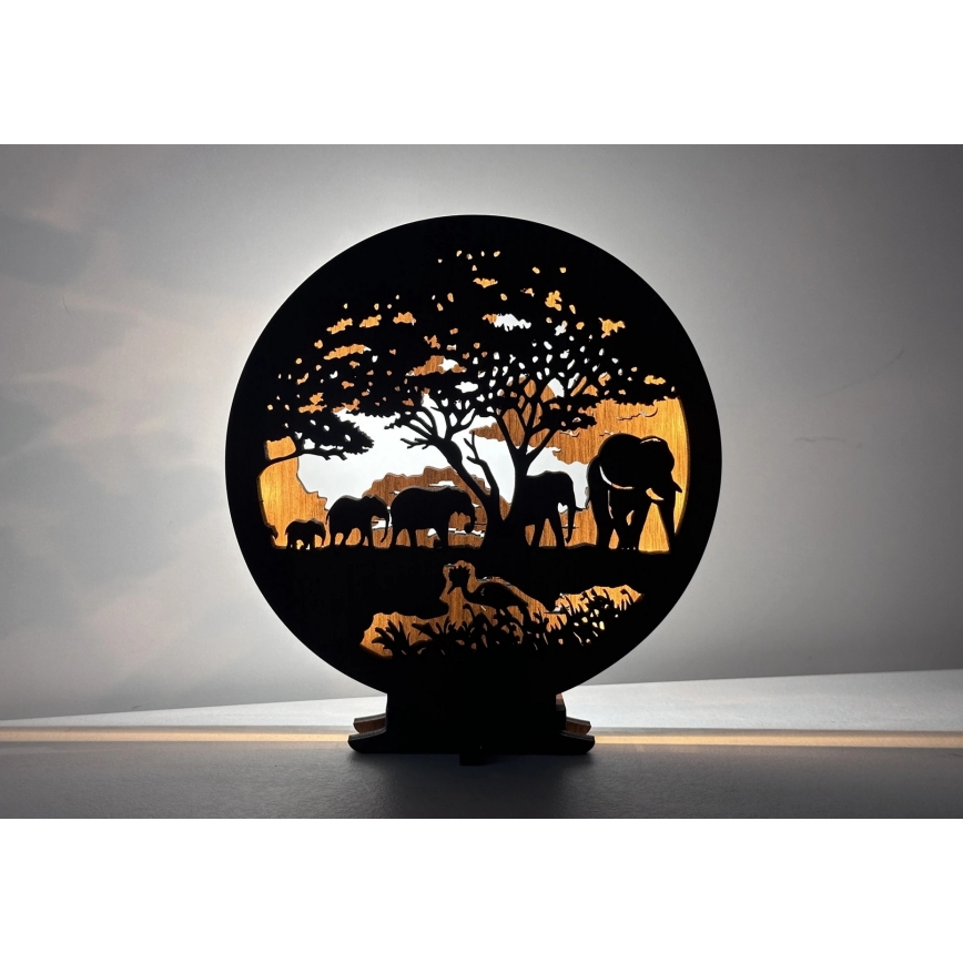 Li-Go 23610/DUB2 - LED zatemnjiva namizna dekoracija LED/12W/230V 20x22 cm hrast/Sloni